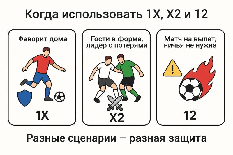 Когда использовать ставки типа 1X, X2 и 12