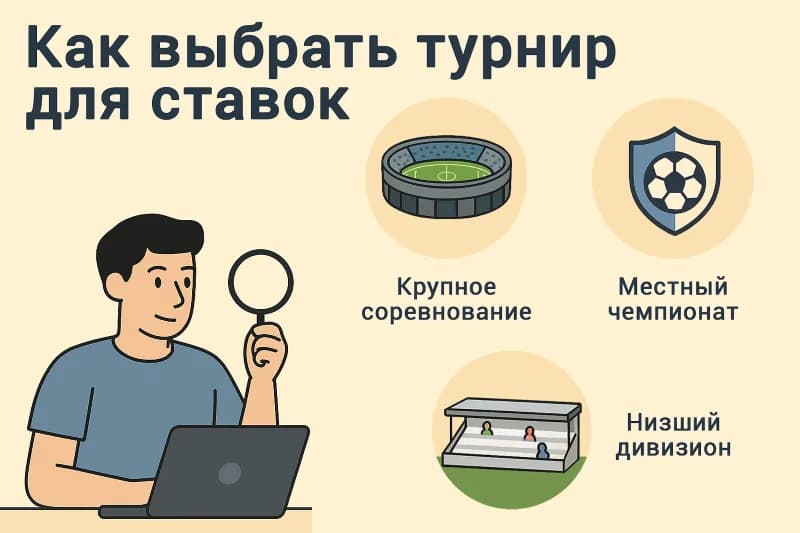 Виды турниров для ставок: топ-лига, региональный чемпионат, низший дивизион