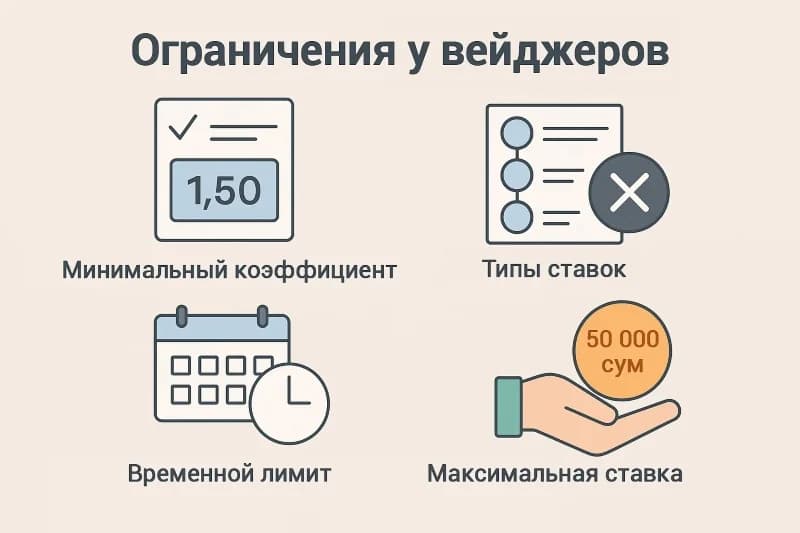 Ограничения при отыгрыше бонуса: коэффициент, виды ставок, лимиты